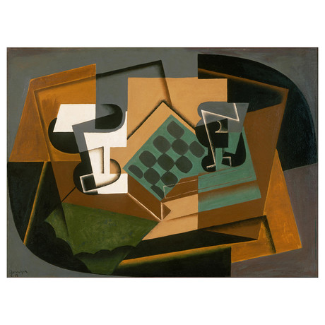 Chessboard, Glass, and Dish // 1917