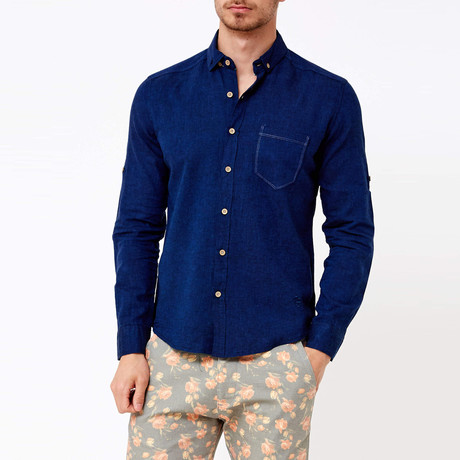 Ethan Button-Up Shirt // Navy Blue (S)