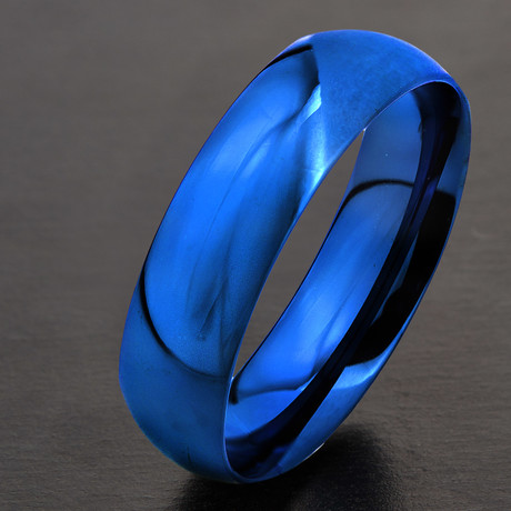 Blue Glossy Mirror Polished Ring (Size 7)