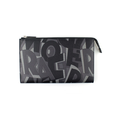 Printed Calfskin Pouch // Black + Gray // Large