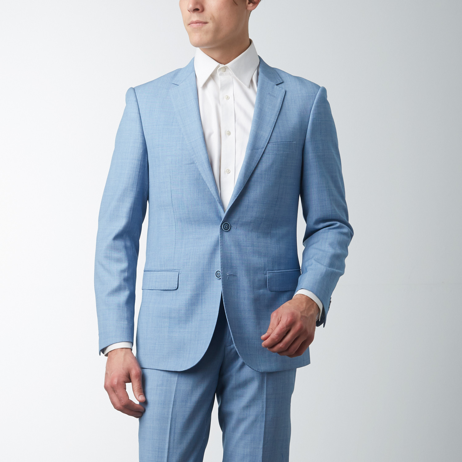 Bella Vita // Slim Fit Suit // Baby Blue Sharkskin (US: 36R) - Paolo ...