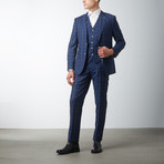 Slim Fit 3-Piece Suit // Blue Check (US: 44L)