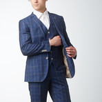Slim Fit 3-Piece Suit // Blue Check (US: 40R)