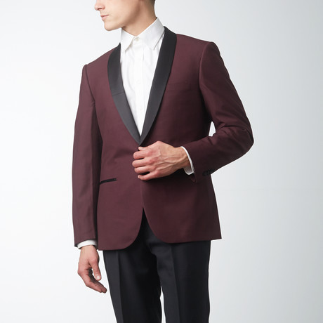 Slim Fit Tuxedo Jacket // Burgundy (US: 36S)