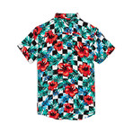 Floral Check Woven Shirt // Green (L)