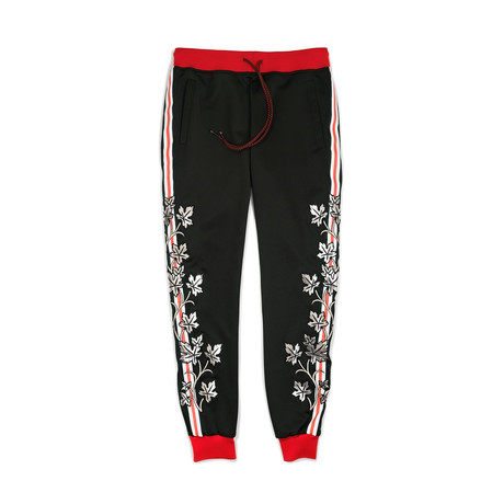 Vines Track Pants // Black + Red (XS)