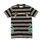 Bones + Roses Stripe Tee // Black (XS)