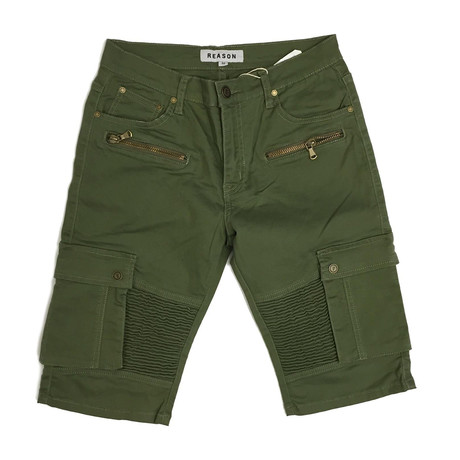 Trenton Cargo Moto Shorts // Green (30)