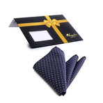 Square Pattern Silk Handkerchief + Gift Box // Blue + White