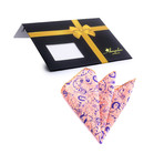 Paisley Silk Handkerchief + Gift Box // Salmon + Blue