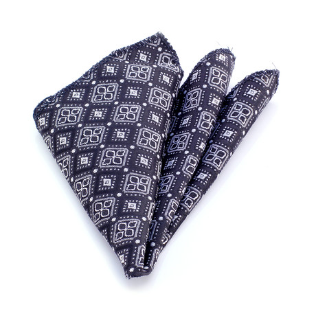 Silk Handkerchief + Gift Box // Silver + Black