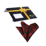 Checkered Silk Handkerchief + Gift Box // Red