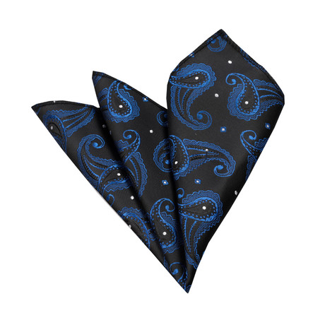 Paisley Silk Handkerchief + Gift Box // Black + Blue