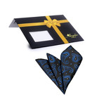 Paisley Silk Handkerchief + Gift Box // Black + Blue