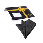 Paisley Dotted Silk Handkerchief + Gift Box // Black + White