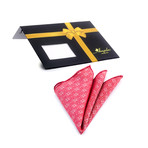 Snowflake Pattern Silk Handkerchief + Gift Box // Red + White