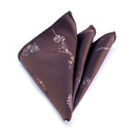 Silk Handkerchief + Gift Box // Brown + White