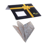 Paisley Silk Handkerchief + Gift Box // White + Gold