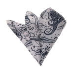 Paisley Silk Handkerchief + Gift Box // Black + White