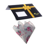 Floral Pattern Silk Handkerchief + Gift Box // Rose + White