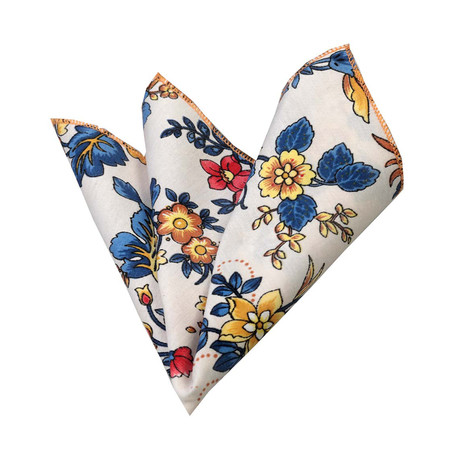 Floral Silk Handkerchief + Gift Box // Multicolor + White