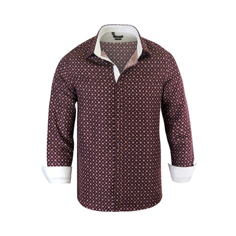 Christopher Modern Fit Long-Sleeve Dress Shirt // Burgundy (S)
