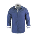 Morgan Modern Fit Long-Sleeve Dress Shirt // Navy (L)