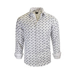 Michael Modern Fit Long-Sleeve Dress Shirt // White + Navy (M)