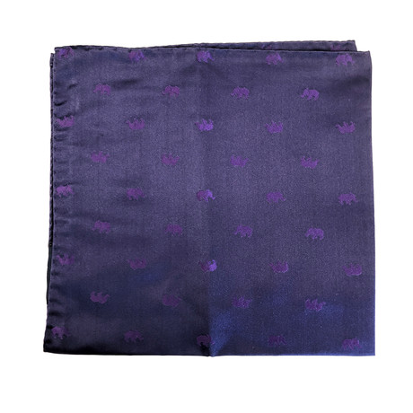 Elephant Pocket Square // Navy + Purple