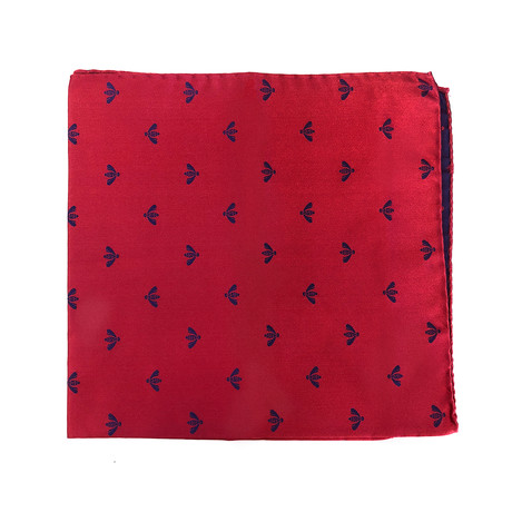 Bee Pocket Square // Red + Purple