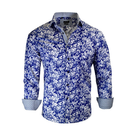 Jeffrey Modern Fit Long-Sleeve Dress Shirt // Navy (S)