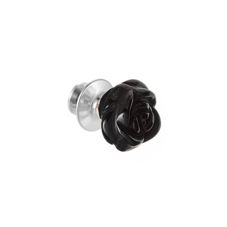 Onyx Carved Rose Lapel Pin