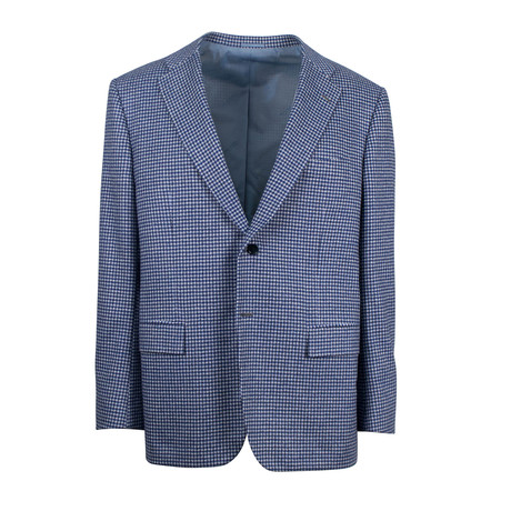 Check Cashmere Blend Sport Coat // Blue + White (Euro: 48S)