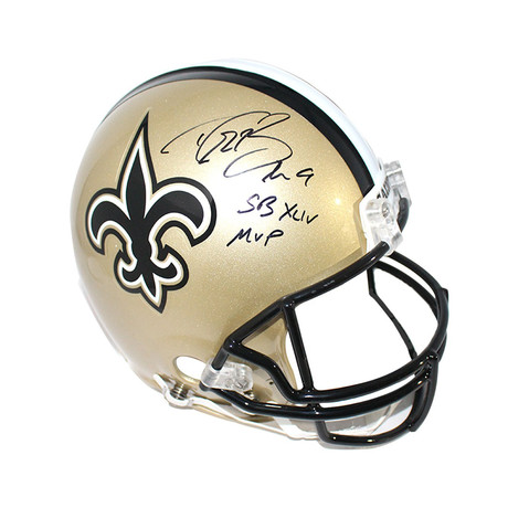 Drew Brees Signed New Orleans Saints Helmet + "SB XLIV MVP" Inscription