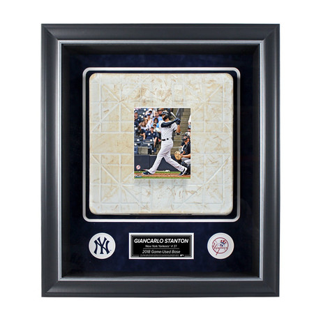 Giancarlo Stanton NY Yankees 2018 Debut Season Game Used Base Collage