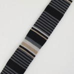 Ermenegildo Zegna // Striped Silk Knitted Silk Tie // Black