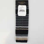 Ermenegildo Zegna // Striped Silk Knitted Silk Tie // Black