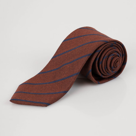 Ermenegildo Zegna // Striped Cashmere Blend Neck Tie // Brown