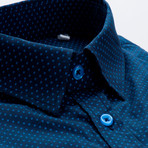 Patterned Slim Fit Contrast Button-Up // Navy (M)