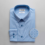 Patterned Slim Fit Button-Up // Azure (S)