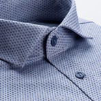 Patterned Slim Fit Button-Up // Blue + Gray (S)