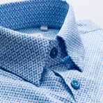 Patterned Slim Fit Button-Up // Azure (XL)
