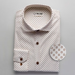 Patterned Slim Fit Button-Up // Brown (L)