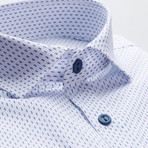Patterned Slim Fit Button-Up // White + Blue (M)