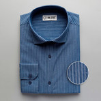 Striped Slim Fit Button-Up // Aquamarine (S)