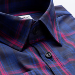 Ingram Checkered Slim Fit Button Up Shirt // Navy + Purple (2XL)