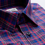 Checkered Slim Fit Button-Up // Blue + Red + Purple (2XL)