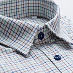 Checkered Regular Fit Button Up // Green + Brown + Blue (XL)