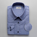 Checkered Regular Fit Button Up // Pale Blue + Purple (M)