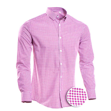 Patterned Slim Fit Dress Shirt // Berry (XL)